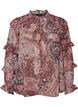 Blouse with paisley print and ruffle details, Purple, Packshot image number 0