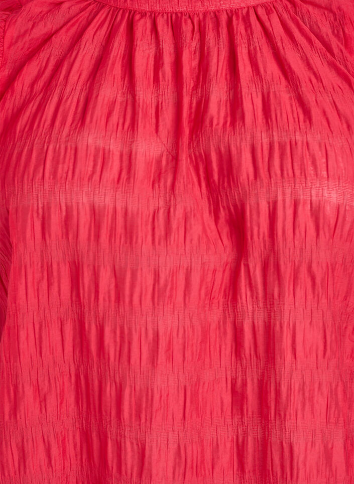 Sleeveless blouse with texture and ruffles, Red, Packshot image number 2