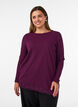 Jersey blouse with asymmetrical lace trim, Purple, Model image number 0