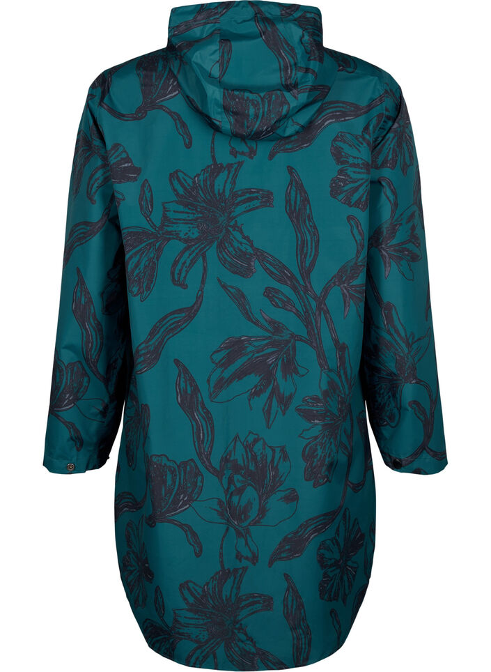 Rain jacket with print, Deep Teal Black, Packshot image number 1