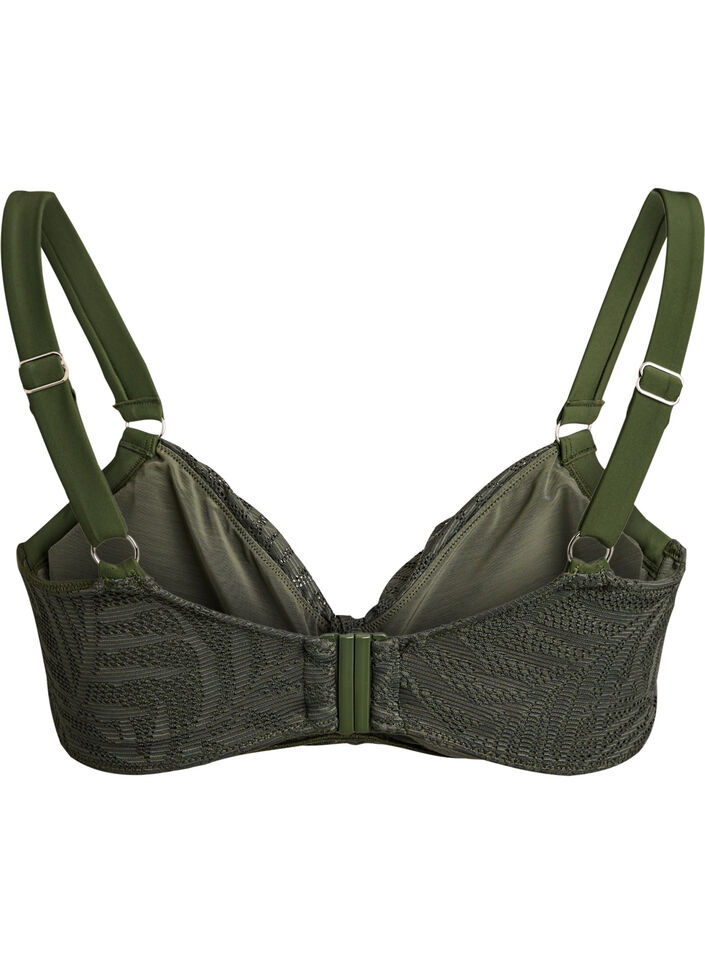 Bikini top with textured mesh and removable padding, Green, Packshot image number 1