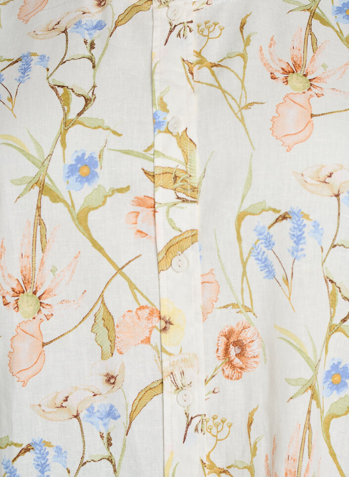 Shirt blouse in linen and viscose with 3/4-sleeves, Vanilla, Packshot image number 2