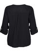 Cotton blouse with broderie anglaise and 3/4 sleeves, Black, Packshot image number 1