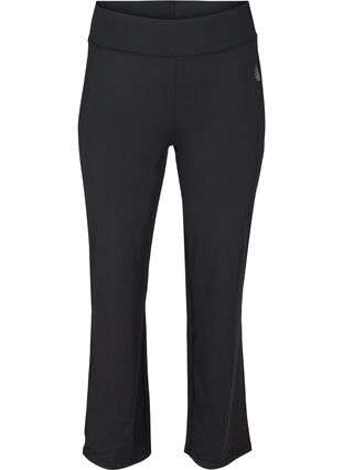 Flared exercise trousers with stretch, Black, Packshot image number 0