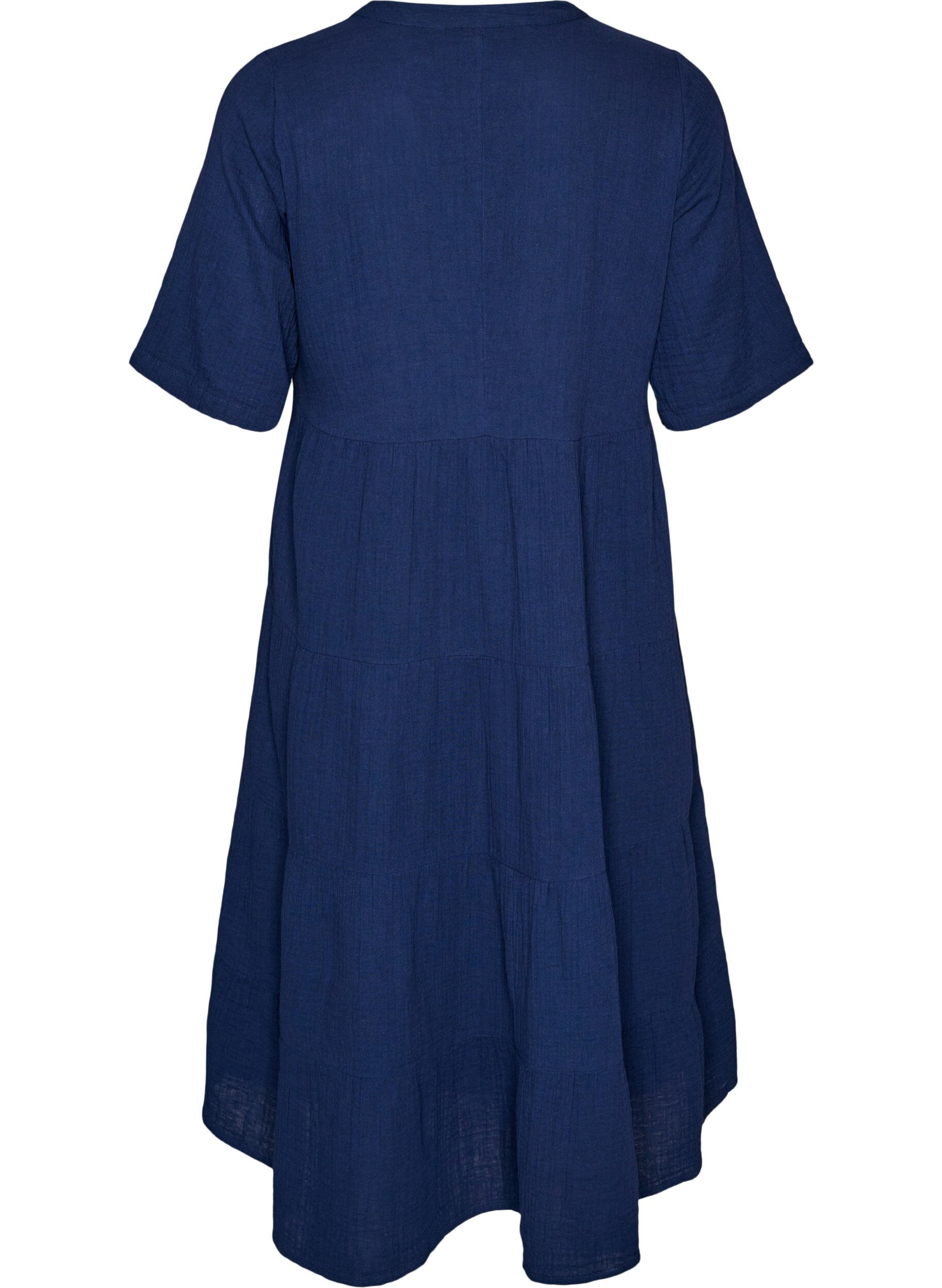 Zizzifashion A-line midi dress in cotton muslin, Blue, Packshot image number 1