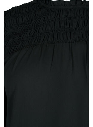 Long-sleeved blouse with smocking, Black, Packshot image number 3