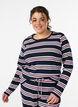 Long-sleeved night top in ribbed jersey with stripes, Blue, Model image number 0