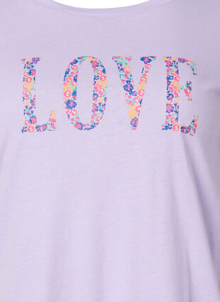 Cotton t-shirt with round neck and print, Lavender W. Love, Packshot image number 2