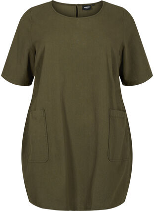 FLASH - Short sleeved tunic in cotton, Forest Night, Packshot image number 0