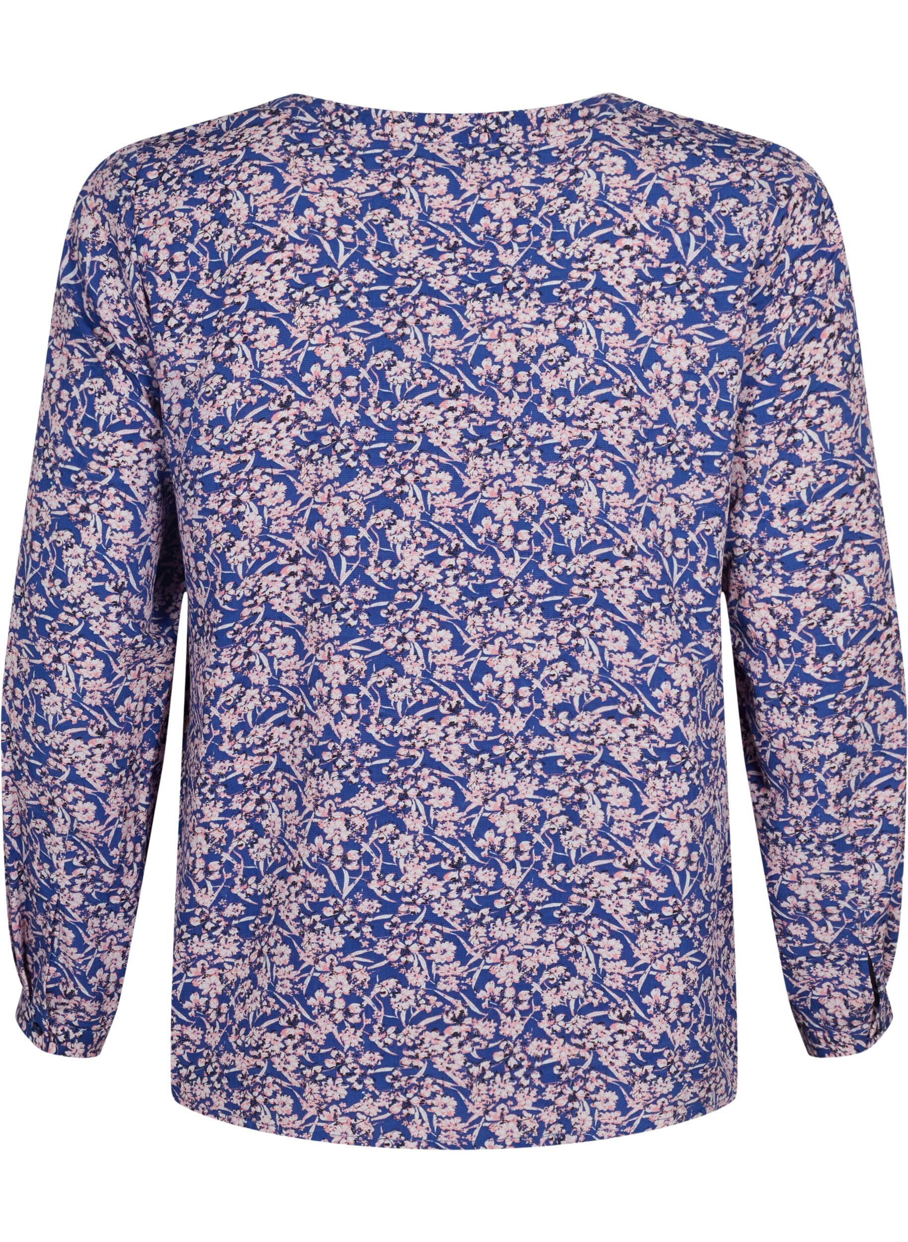 Zizzifashion FLASH - Long sleeve blouse with print, Strong Blue Flower, Packshot image number 1
