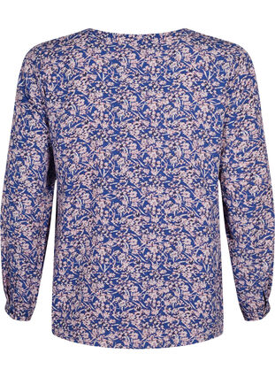 FLASH - Long sleeve blouse with print, Strong Blue Flower, Packshot image number 1