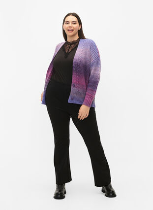 Melange knit cardigan with buttons, Pansy Mel. Comb, Model image number 4