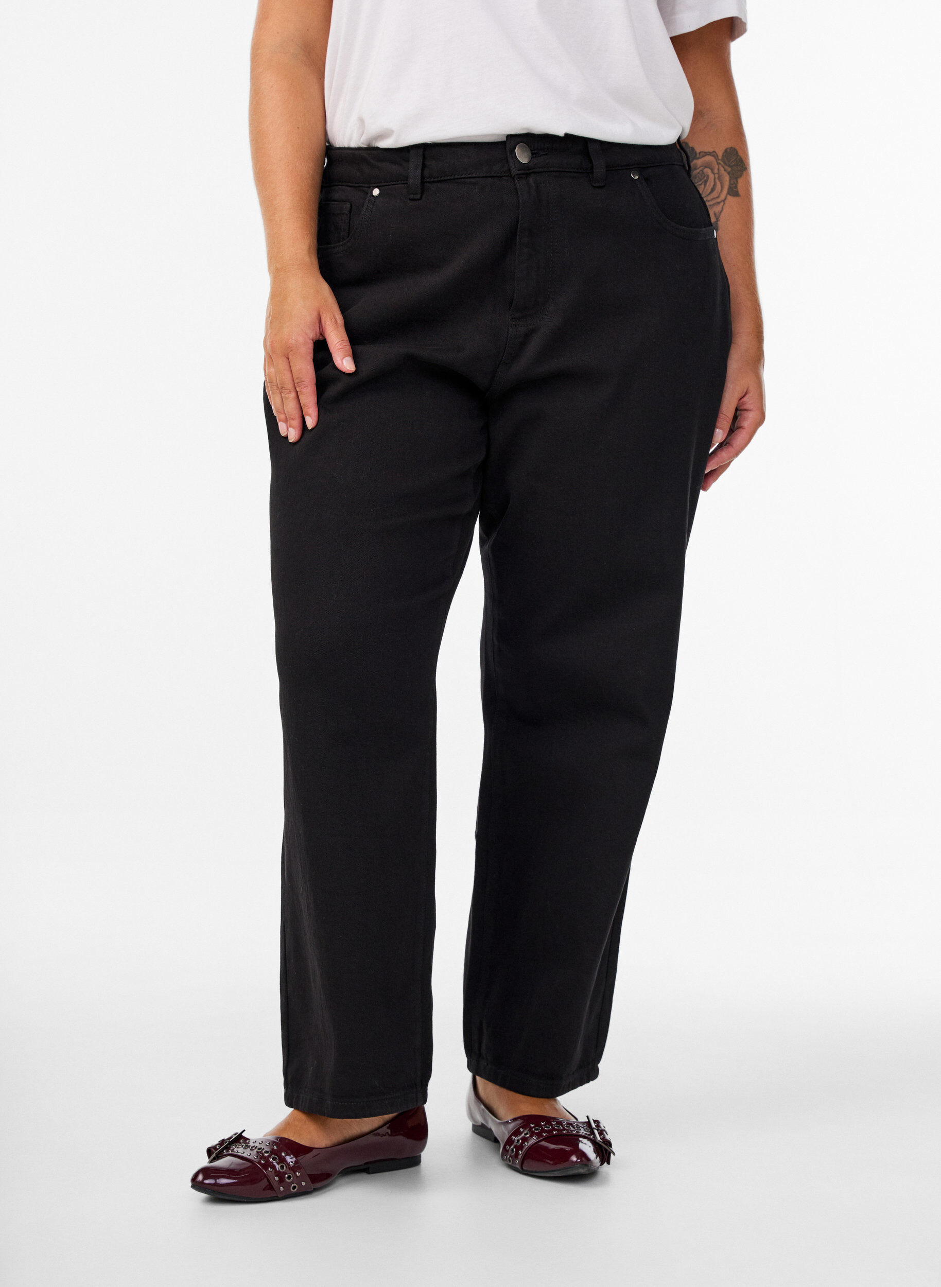 ZizzifashionLoose jeans with cropped length, Black, Model image number 2