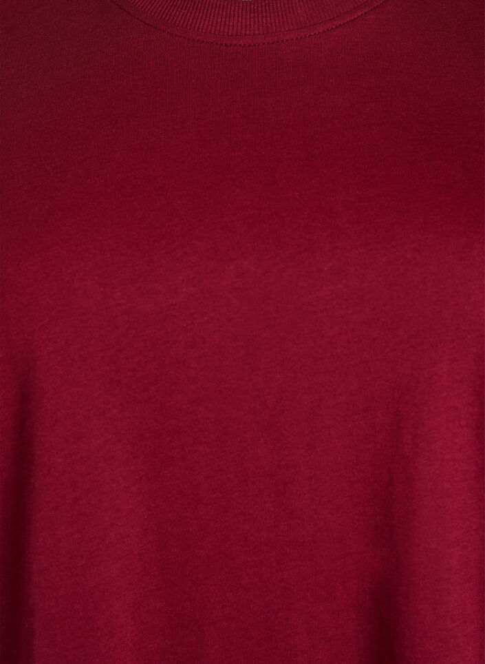 Basic cotton T-shirt with round neck, Dark Bordeaux, Packshot image number 2