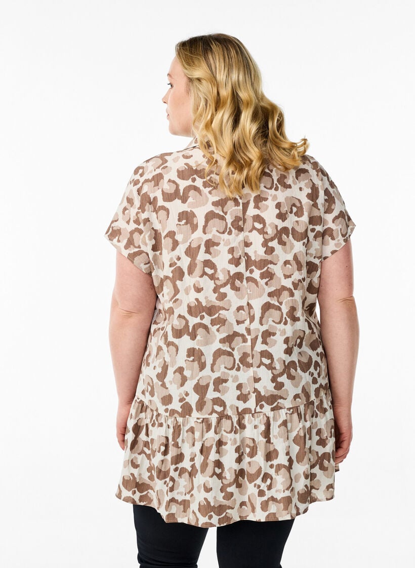 Leopard print tunic with short sleeves, White, Model image number 2