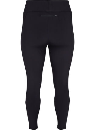 Cropped training leggings with back pocket, Black, Packshot image number 1