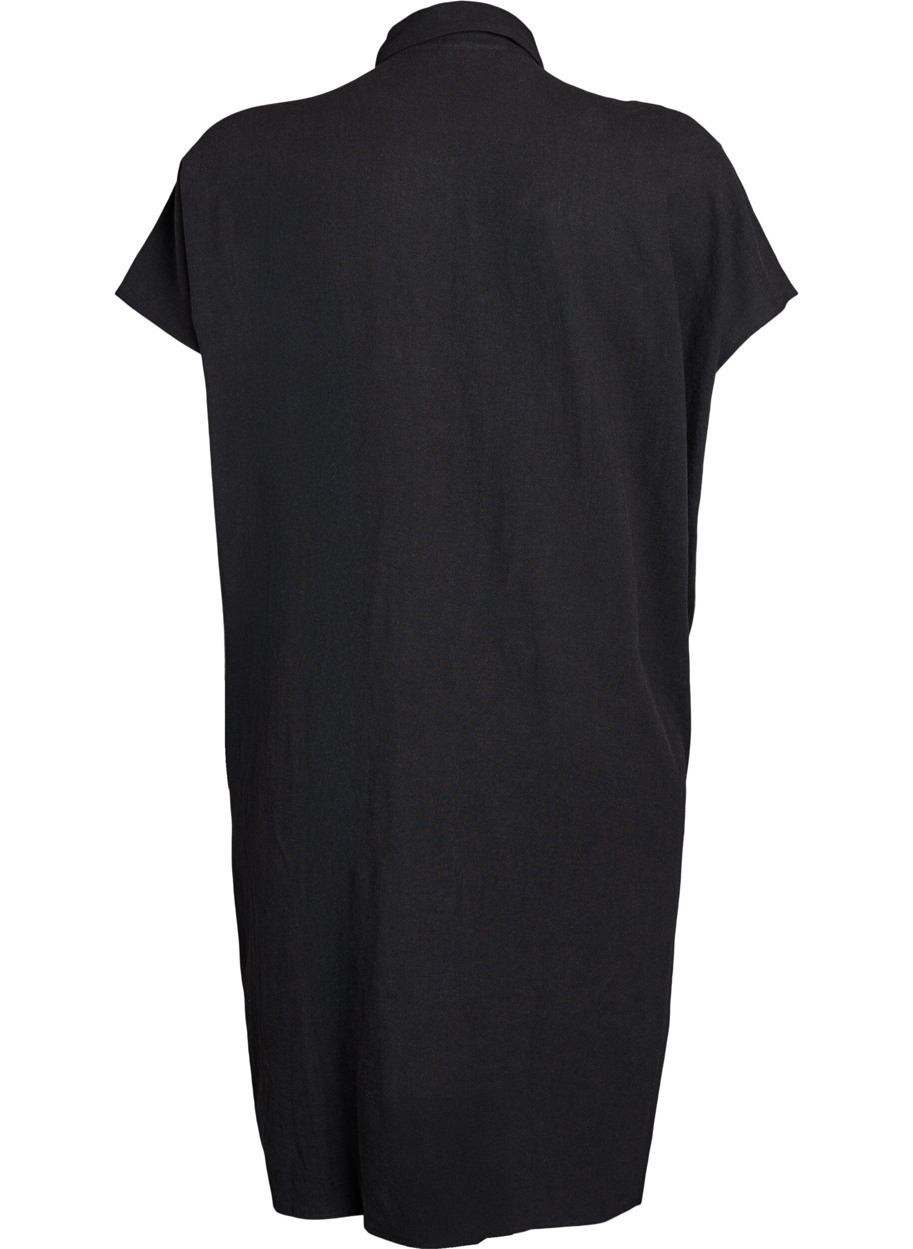 Zizzifashion Long shirt in viscose and linen, Black, Packshot image number 1