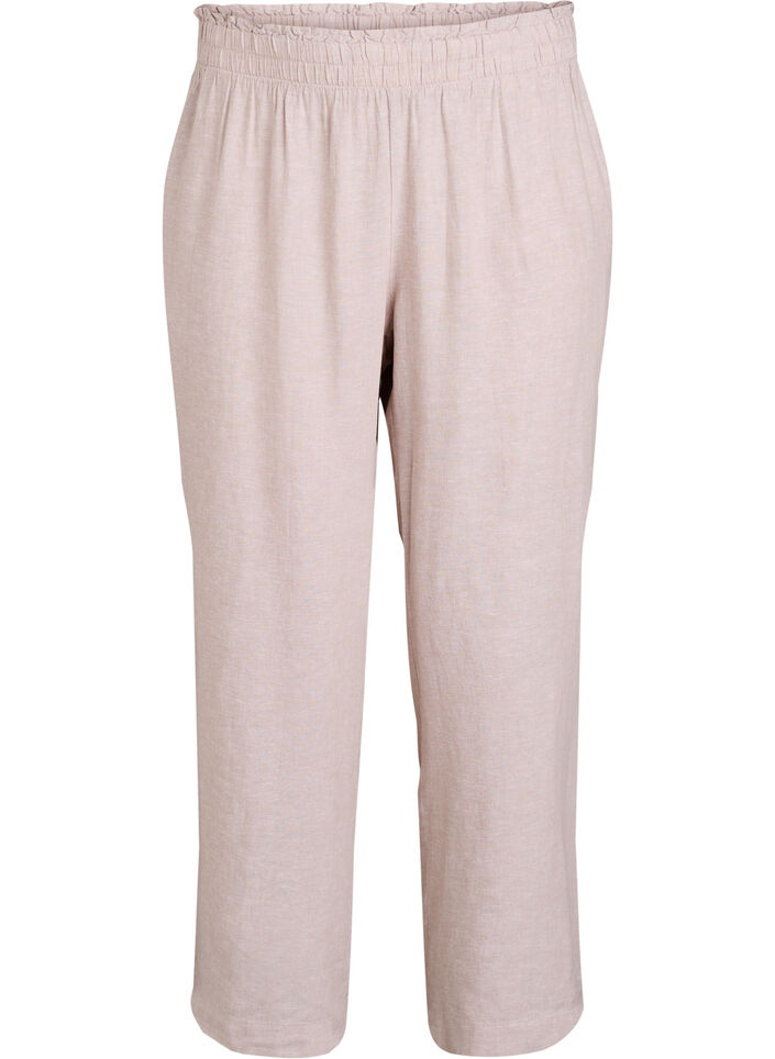 Loose trousers in linen and viscose, Beige, Packshot image number 0