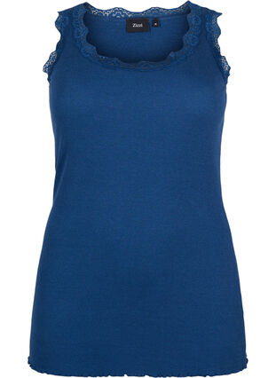 Top with lace trim, Insignia Blue, Packshot image number 0