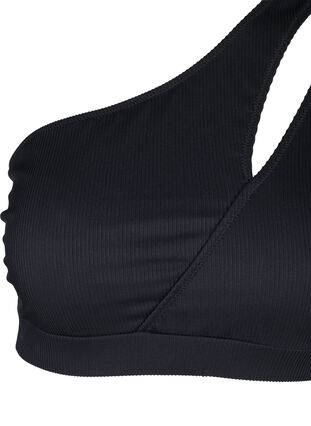 One shoulder ribbed bikini top, Black, Packshot image number 2