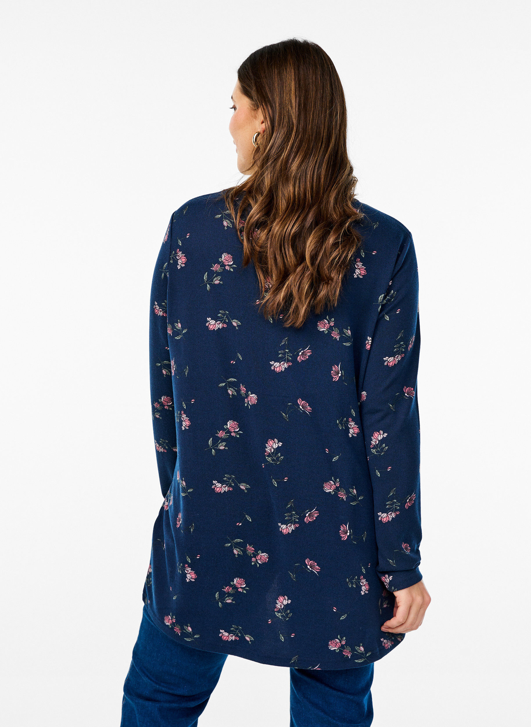 Zizzifashion Floral blouse with long sleeves, Blue, Model image number 2