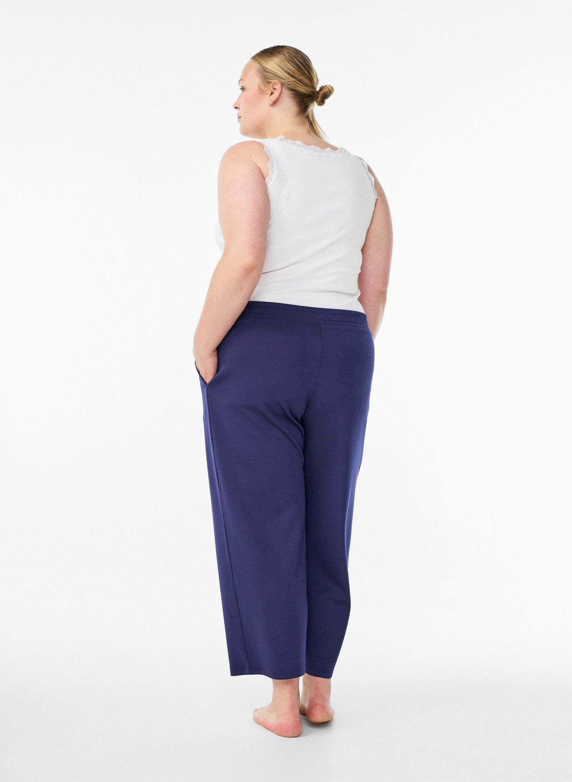 Zizzifashion 7/8 modal mix pants with pockets, Blue, Model image number 1