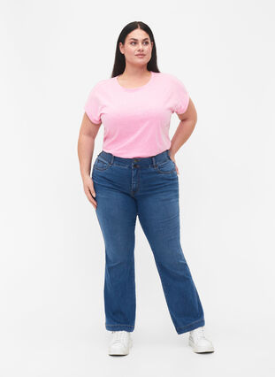 Melange t-shirt with short sleeves, Rosebloom Mél, Model image number 3