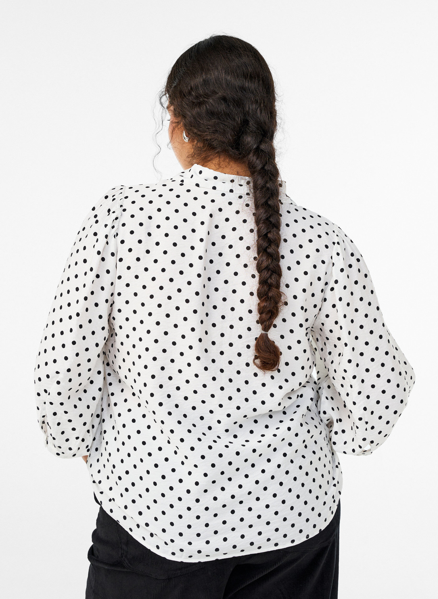ZizzifashionShirt with dotted pattern and 3/4 sleeves, White, Model image number 2