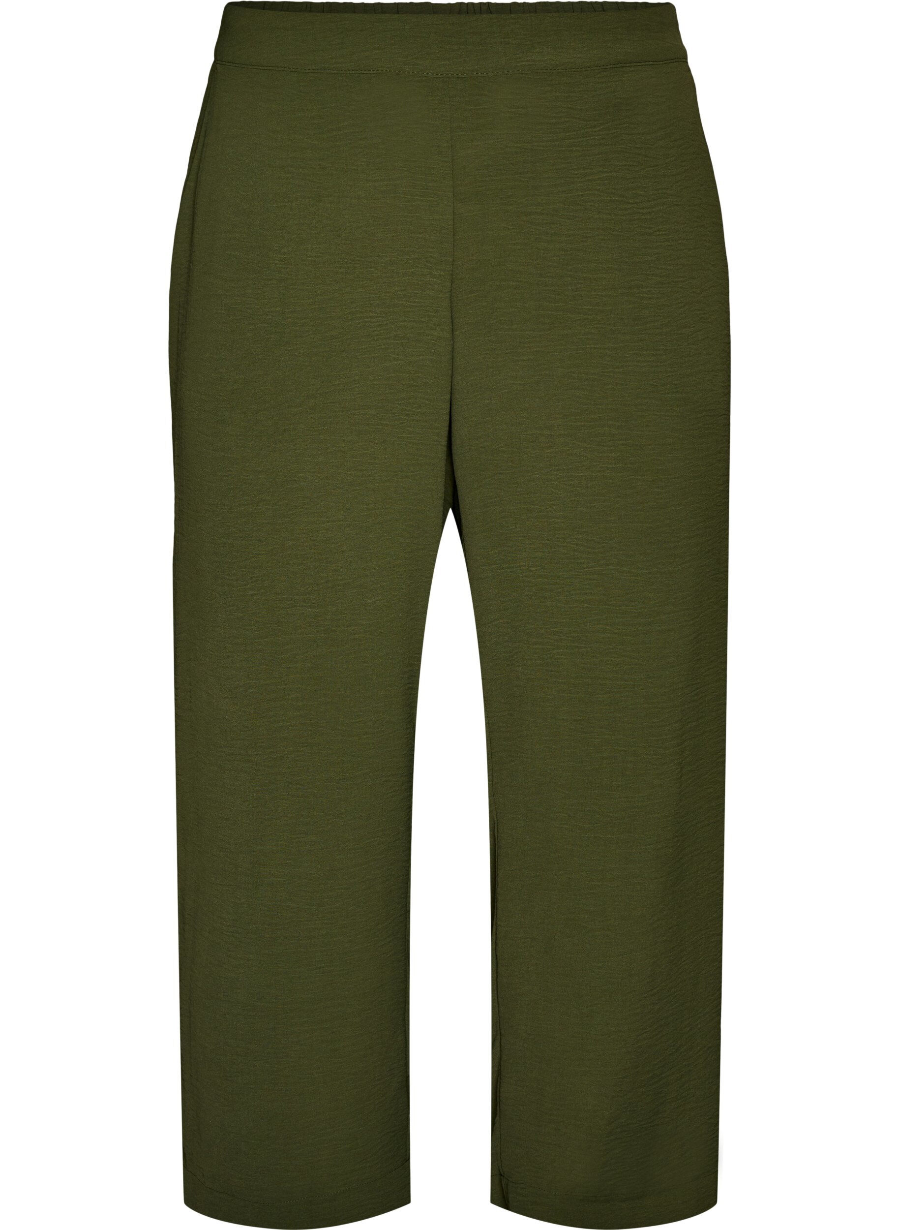 Zizzifashion High-waisted culottes with an elasticated back, Green, Packshot image number 0