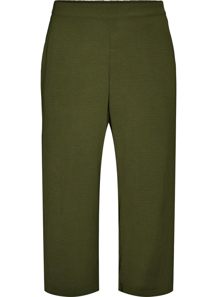 High-waisted culottes with an elasticated back, Green, Packshot image number 0