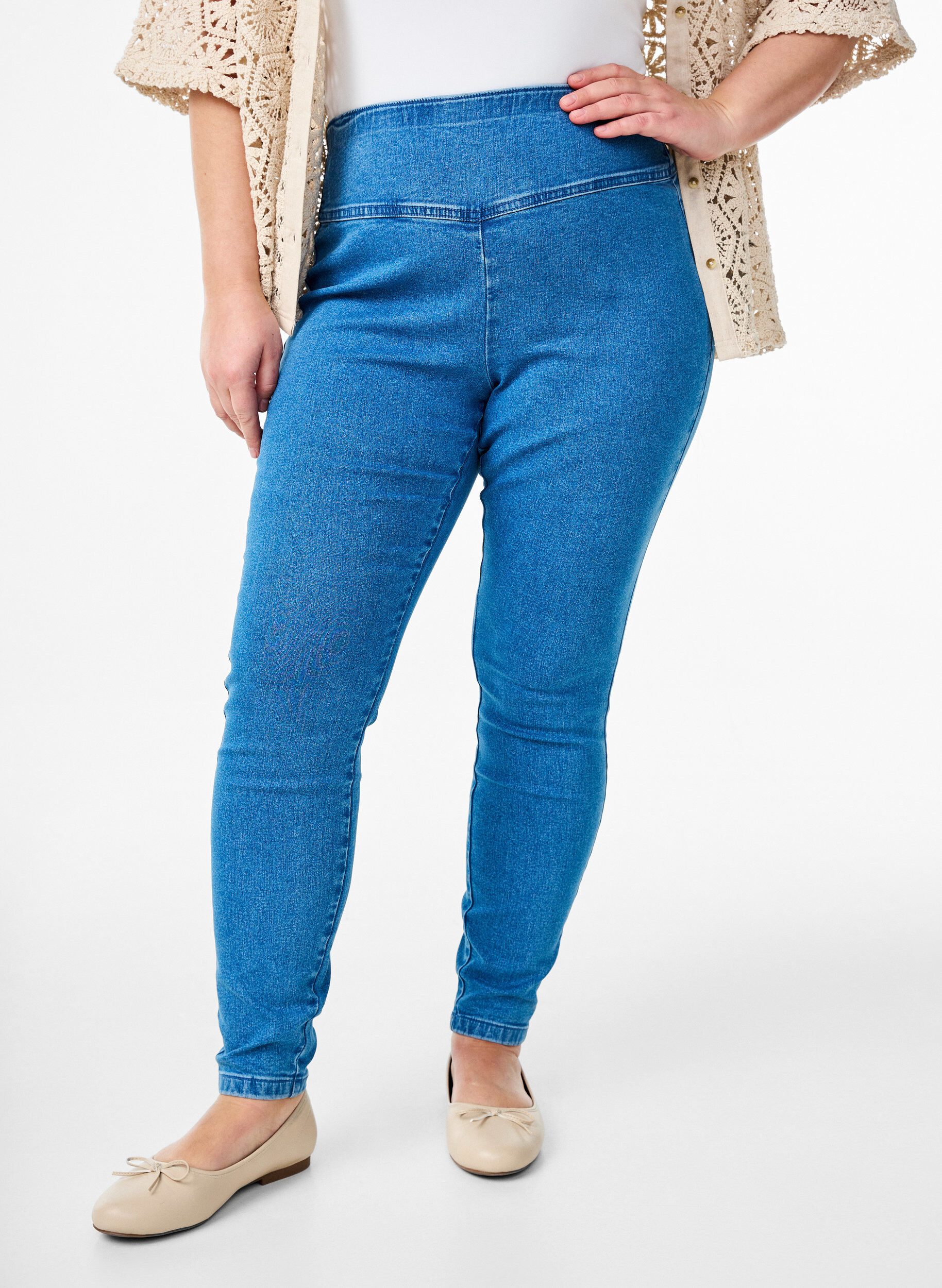 ZizzifashionStretchy jeggings with a high waist, Light Blue, Model image number 2