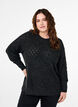 Knitted blouse with lace pattern, Dark Grey Melange, Model image number 0
