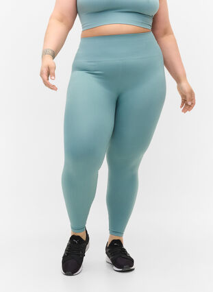 Workout leggings with ribbed structure - Green - Sz. 42-60