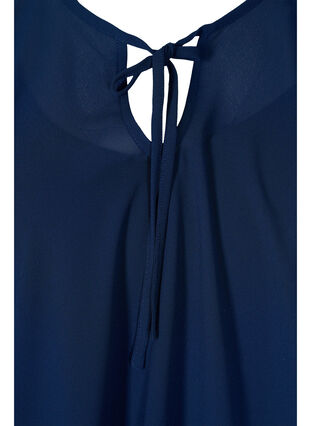 Printed blouse with tie strings and short sleeves, Navy Blazer, Packshot image number 2