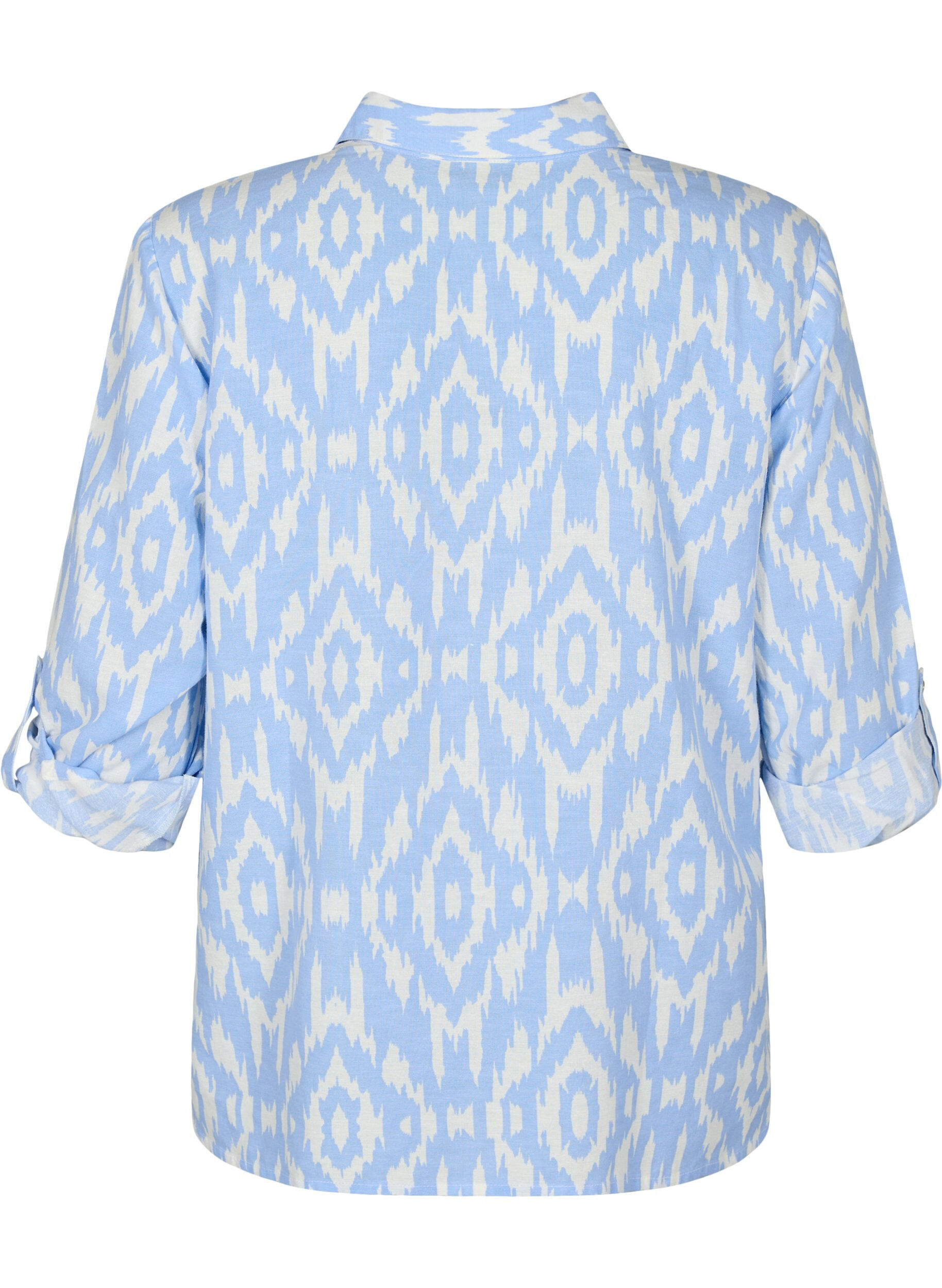 Zizzifashion Patterned shirt with linen, Serenity AOP, Packshot image number 1