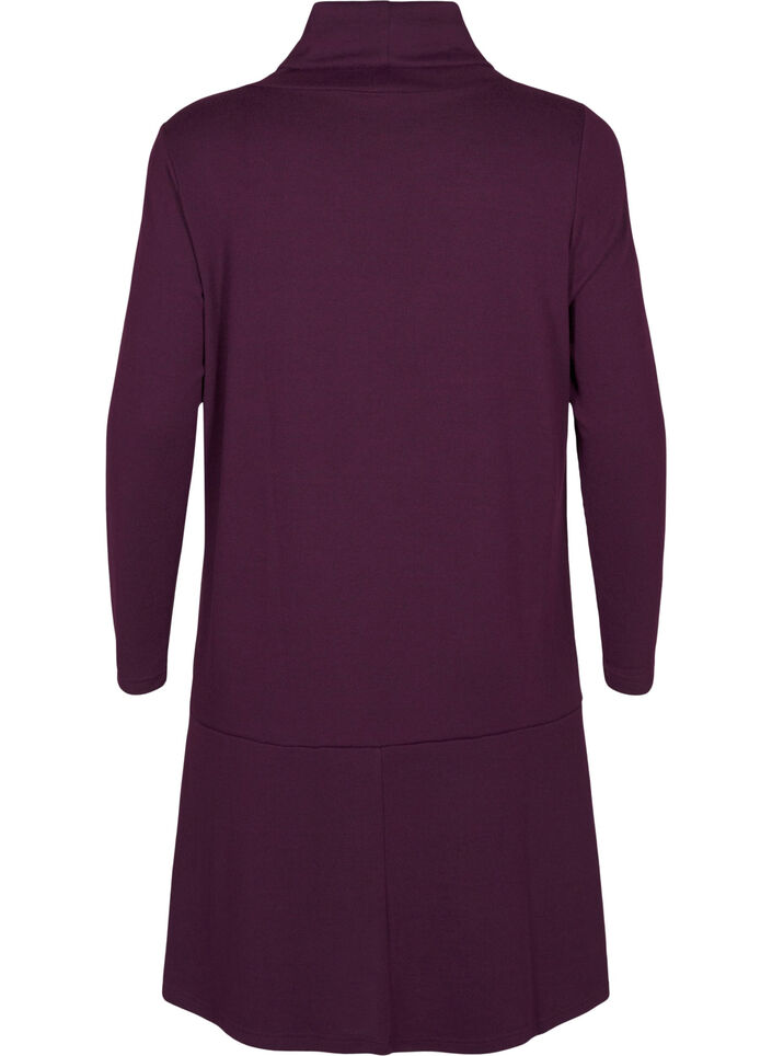 Jersey dress with high neck and pockets, Purple, Packshot image number 1
