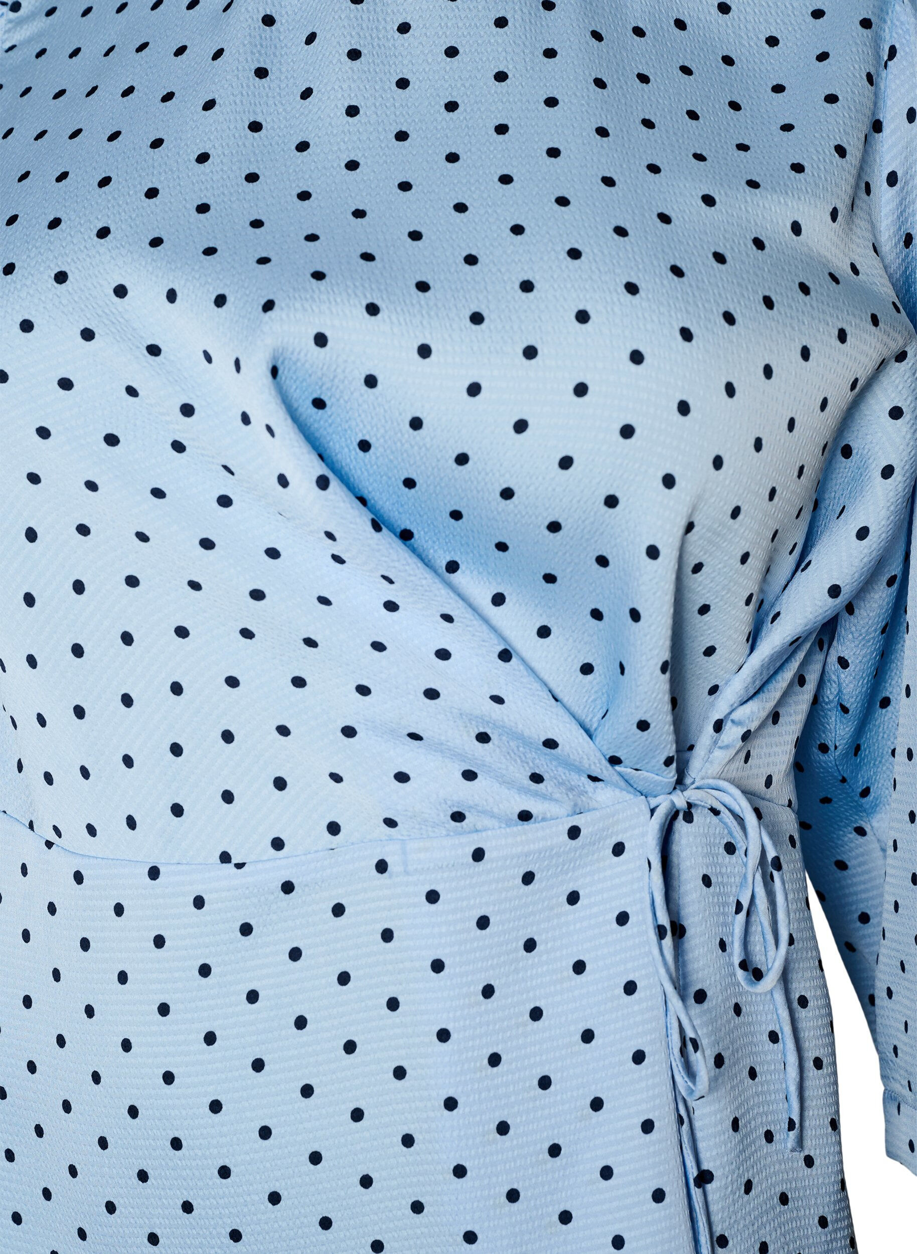 ZizzifashionPolka dot blouse with tie-fastening and 3/4-sleeves, Light Blue, Packshot image number 2