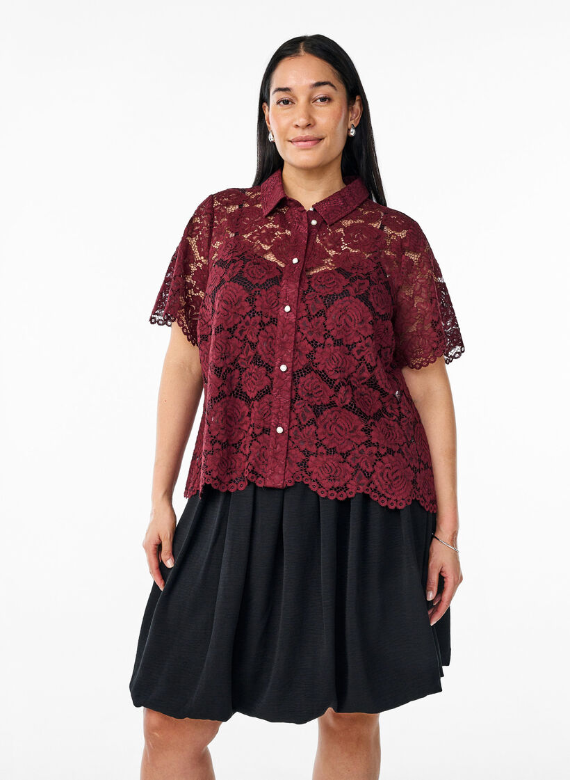 Short balloon skirt with an elasticated waistband, Black, Model image number 0