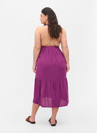 Long beach dress in viscose, Dark Purple, Model image number 1