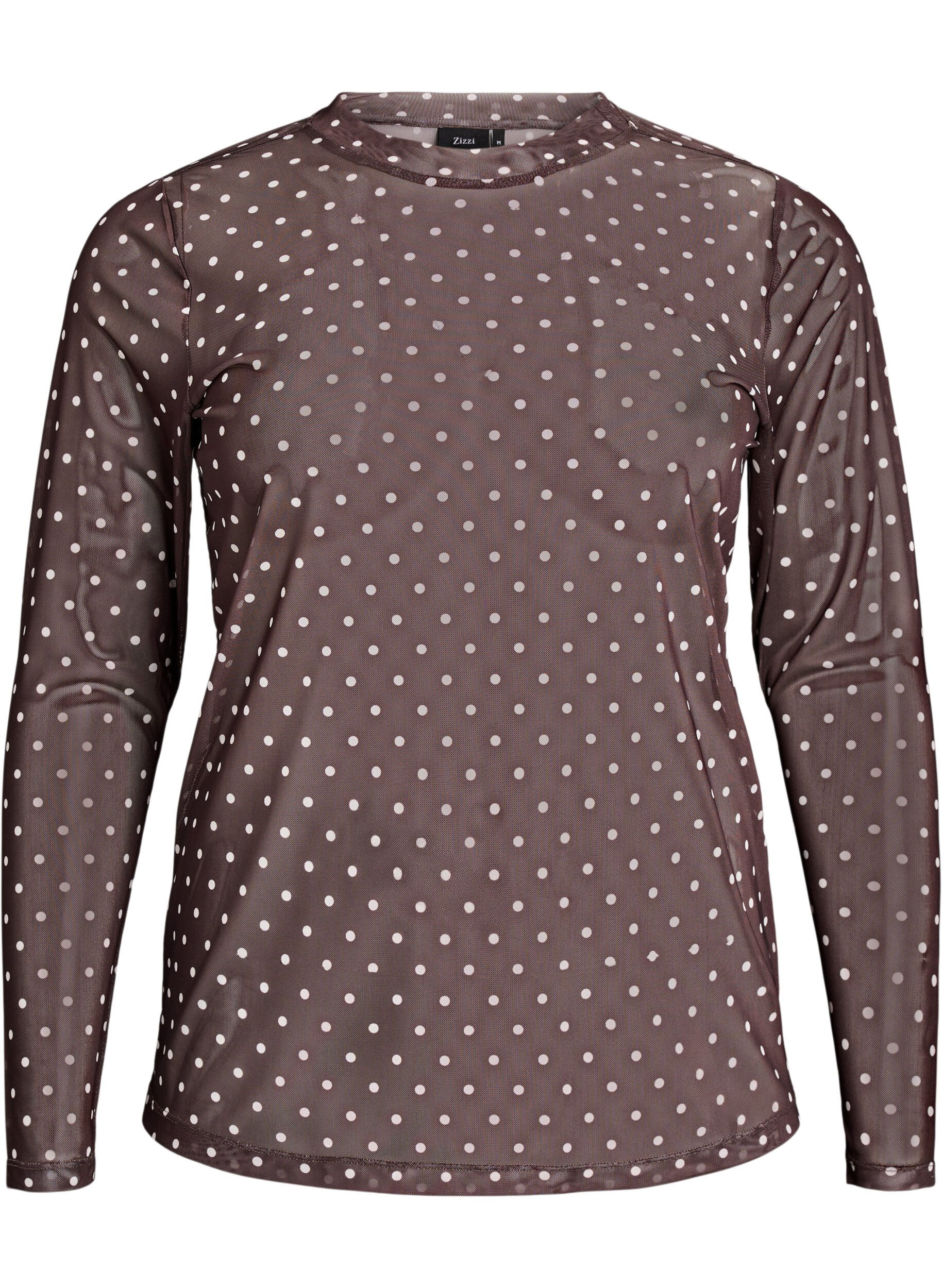 Mesh blouse with dots