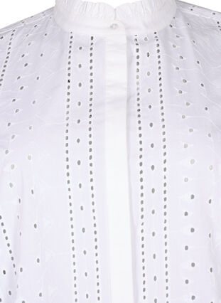 Cotton shirt with hole pattern, Bright White, Packshot image number 2