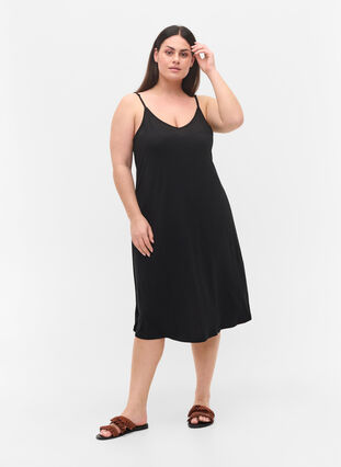 Long viscose beach dress, Black, Model image number 2