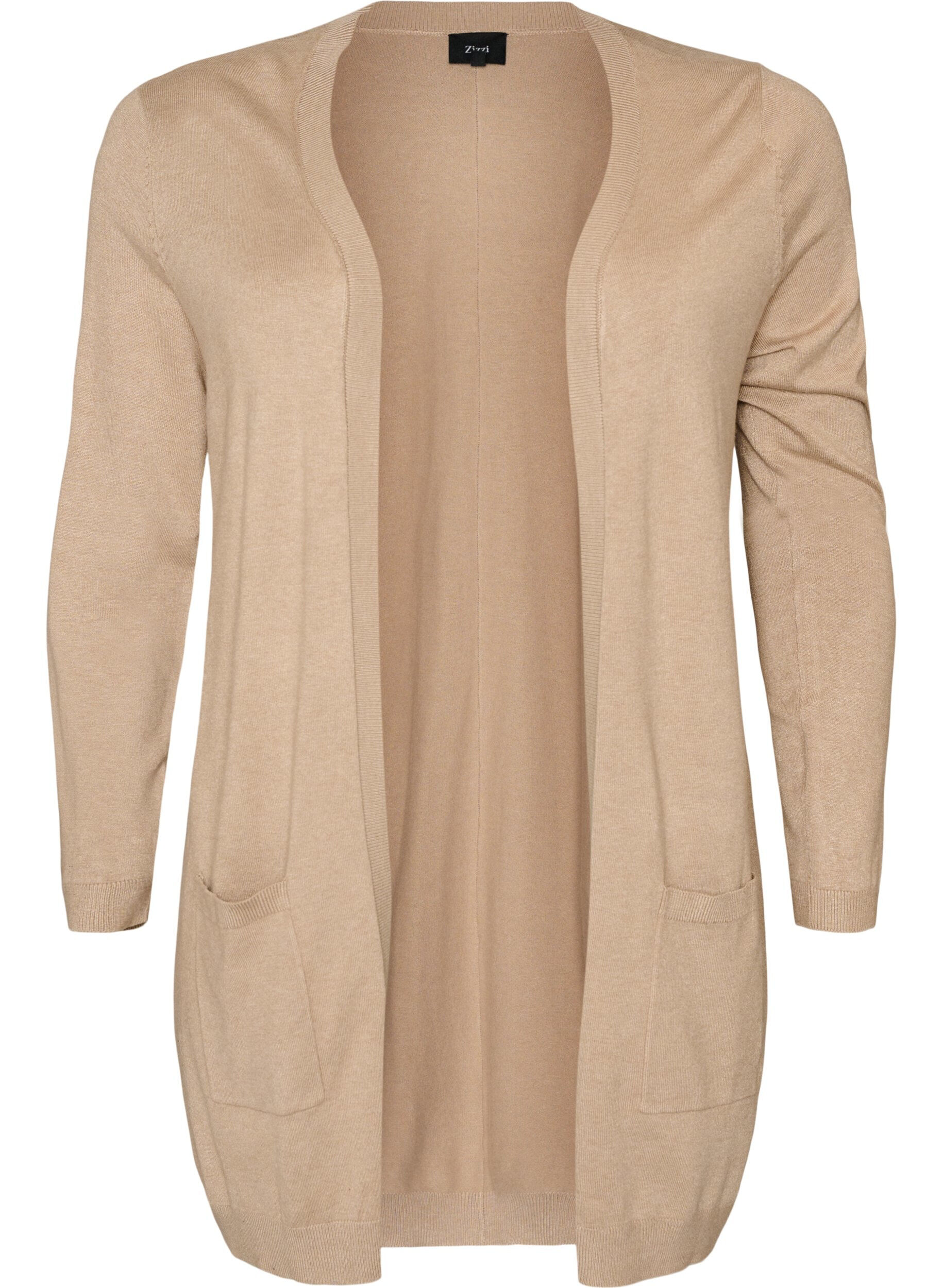 ZizzifashionLong knitted cardigan in a viscose blend, Beige, Packshot image number 0