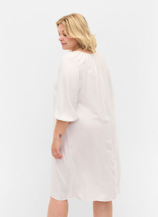 Viscose dress with v-neck, Bright White, Model image number 1
