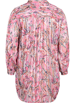 Tunic with floral print, v-neck and long sleeves, Pink Feather, Packshot image number 1
