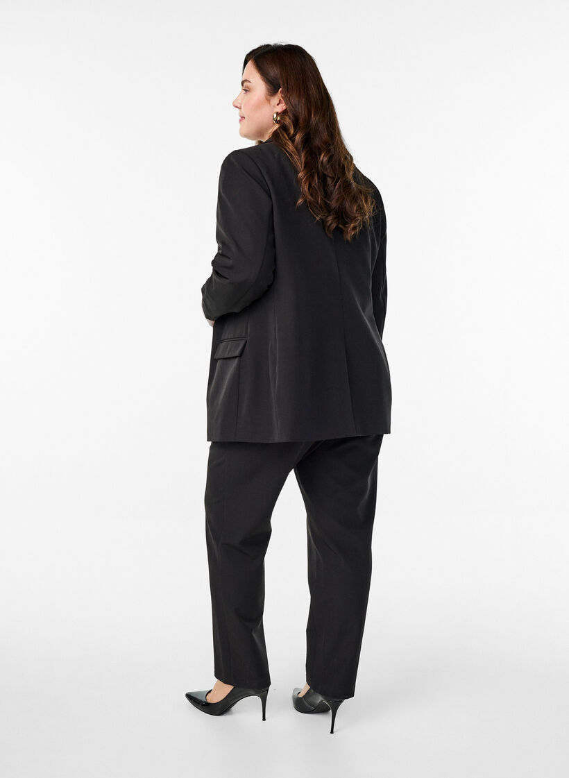 Trousers with pockets and straight legs, Black, Model image number 1