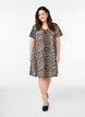 Short A-line dress with leopard print, Brown, Model image number 1