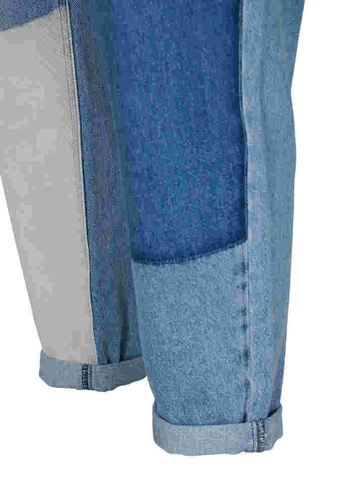 Mille mom-fit jeans with colour-blocking, Blue Denim Comb, Packshot image number 3