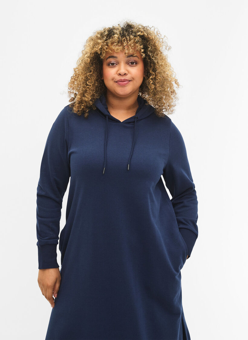 Hooded sweatshirt dress, Dress Blues, Model image number 2
