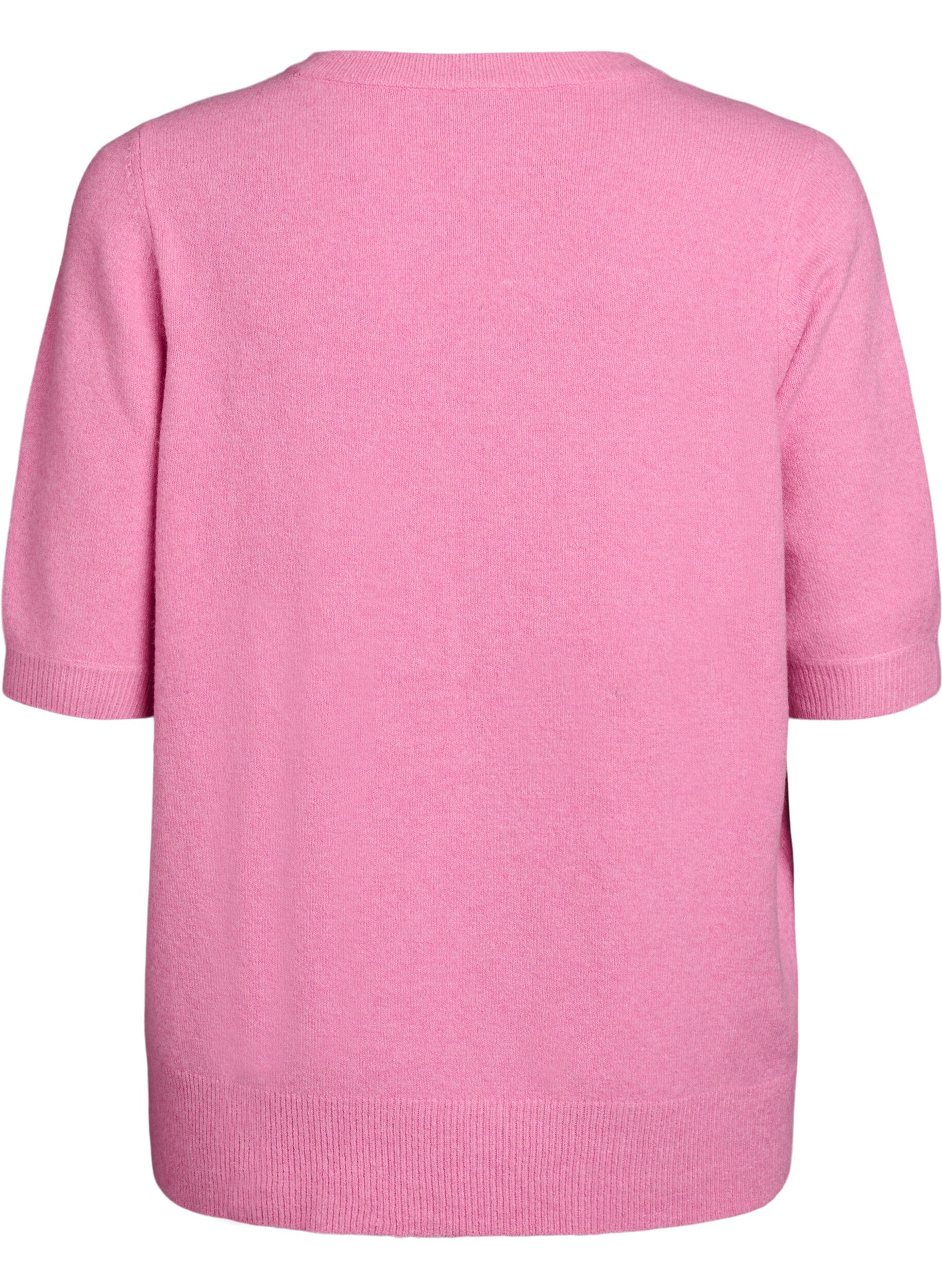 Zizzifashion Knitted blouse with short sleeves, Pink, Packshot image number 1